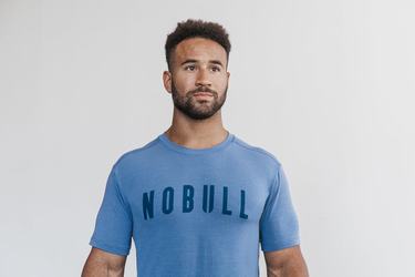 Nobull Men's T Shirts Blue | Australia (FU9841)